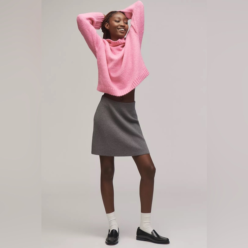 NWT MAEVE ANTHROPOLOGIE SIZE S SMALL Maeve Knit Mini Skirt GREY